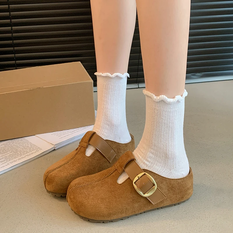 内增高5CM2025春夏新款一脚蹬女松糕厚底增高包头拖外穿半包拖鞋