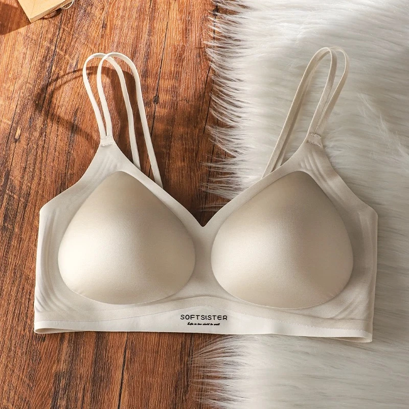 无痕丝滑缎面内衣女夏季美背小胸聚拢薄款收副乳透气无钢圈文胸罩