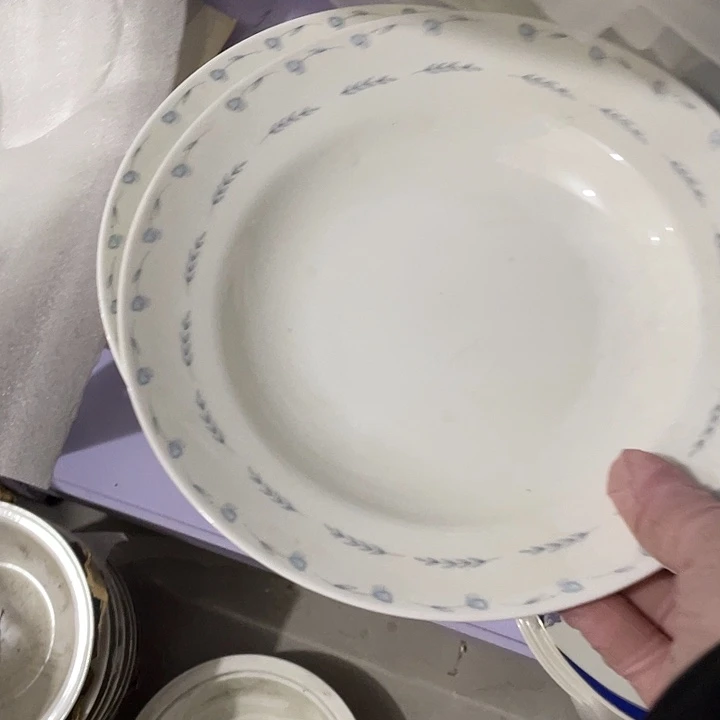 瓷片汉玉骨质瓷九汤盘一对 微瑕