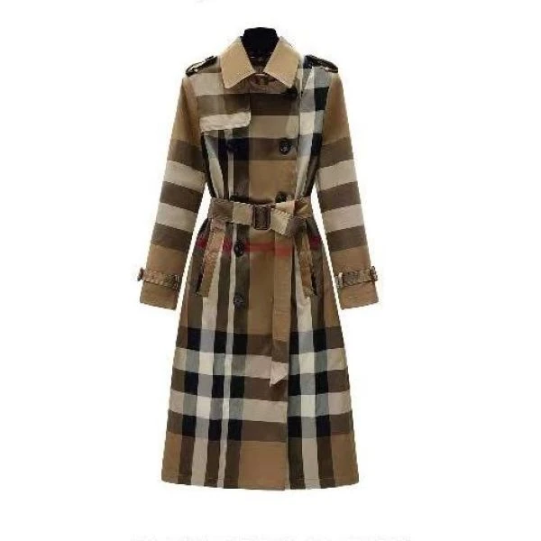 【吕亿studio】撞色收腰格子高定新款气质显瘦英伦风长袖风衣127361