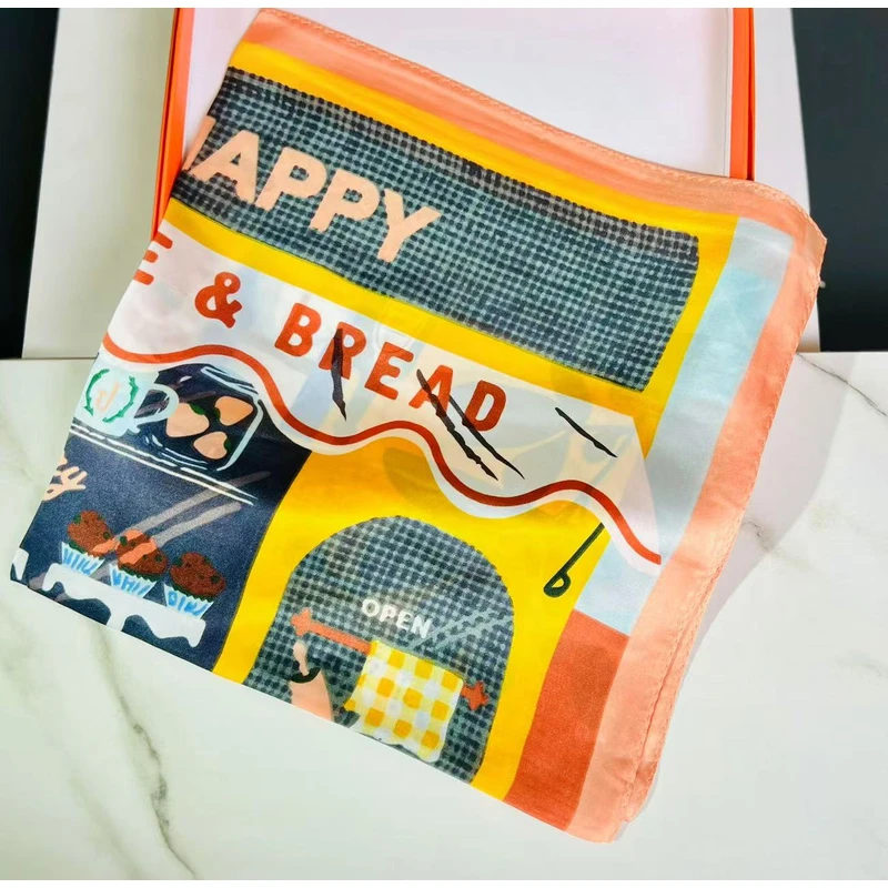 D 开心乐园 53*53气质女士小方巾