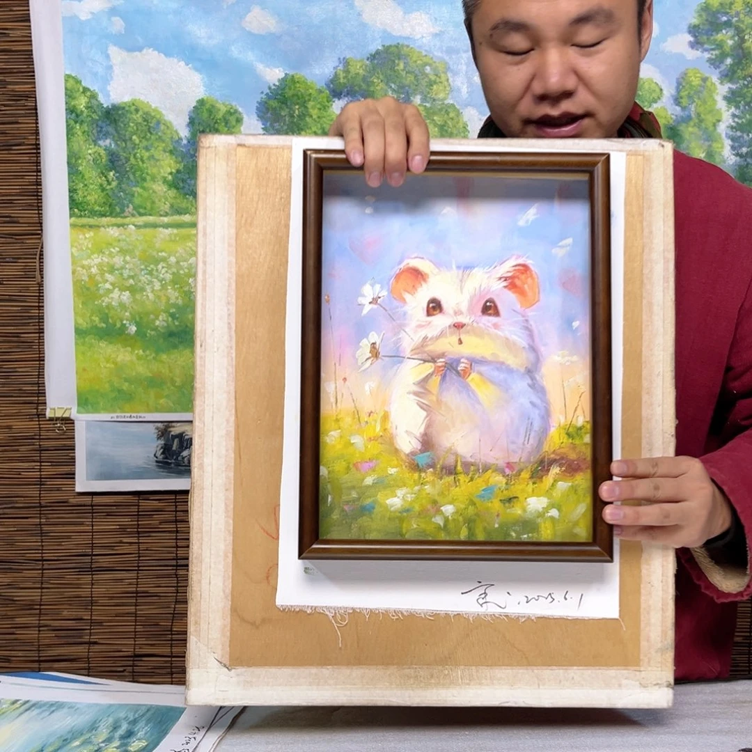 油画行路人小院绘画作品竞拍