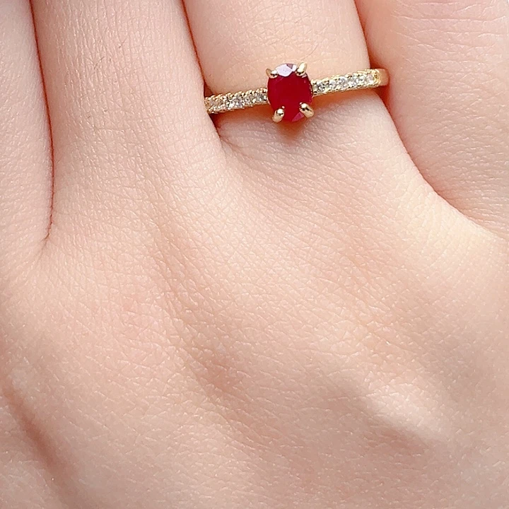 戒指红宝石银S925镶嵌