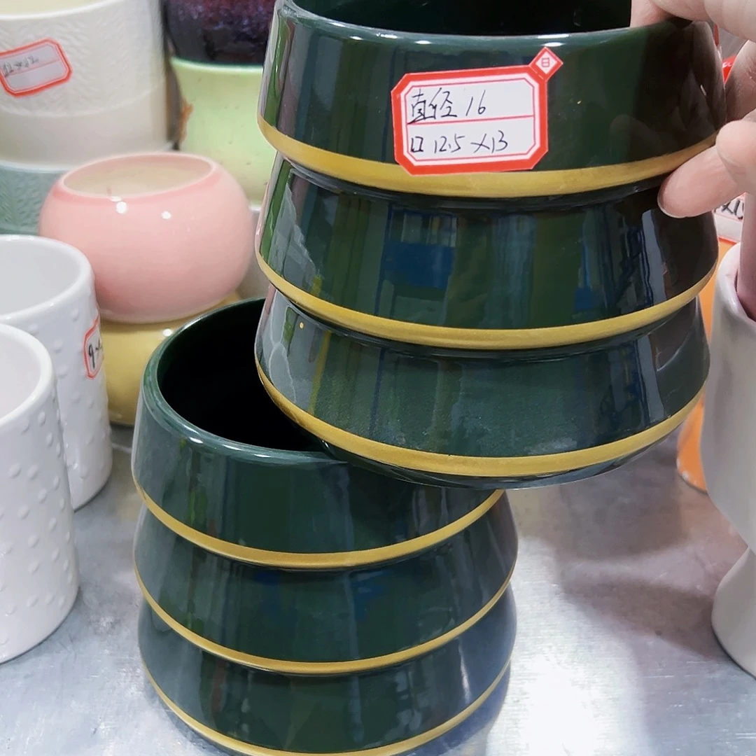 有孔外贸尾单陶瓷花盆凑单10米包邮