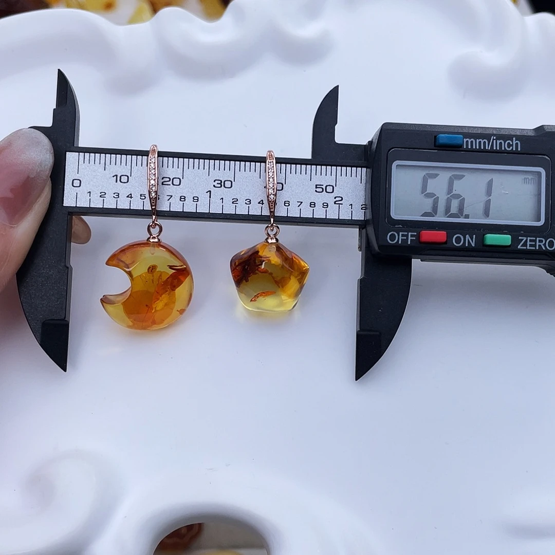 琥珀吊坠(赠链)银S925镀金镶嵌