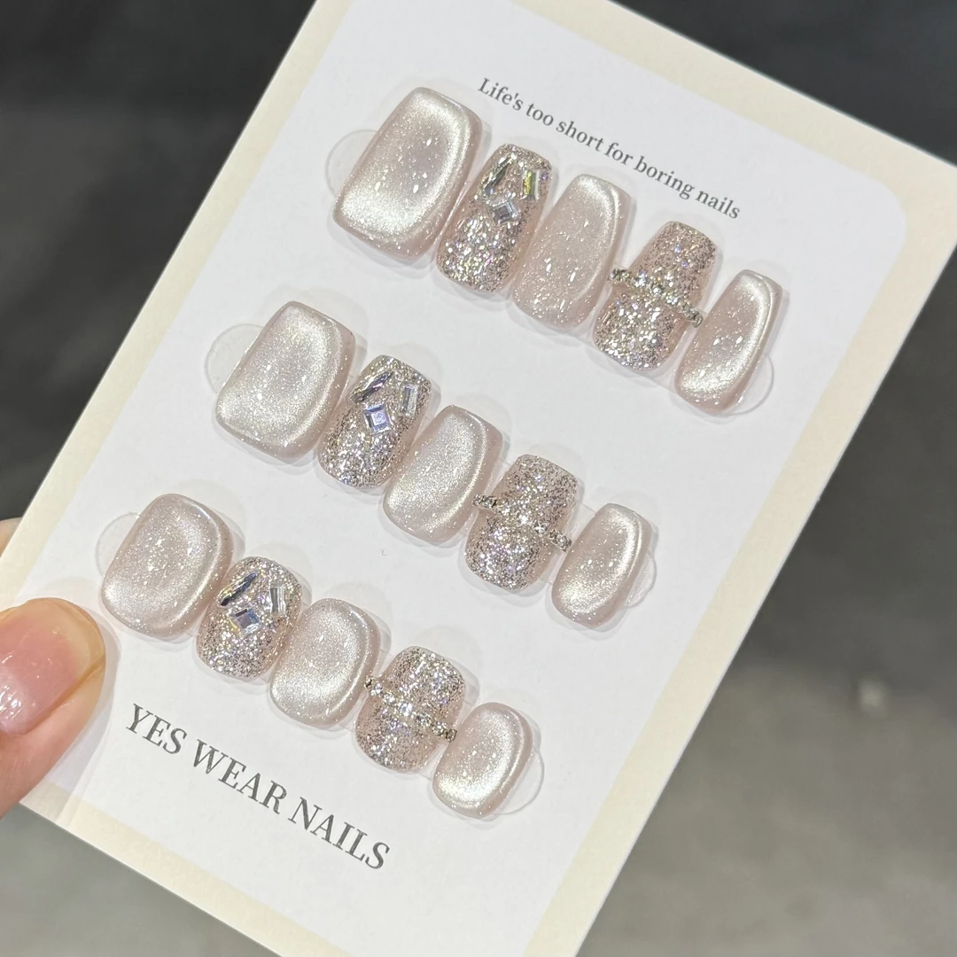 【火彩】野世穿戴甲 纯手工美甲 猫眼 爆闪