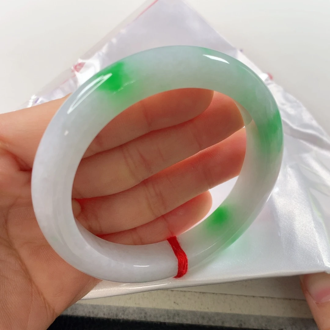 未镶嵌手镯翡翠 正圈294白底青