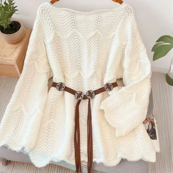 时尚宽松中长款韩版百搭网红气质毛衣女装上衣针织衫2025新款大码