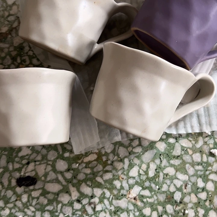 瓷片默认瑕疵商品粗陶水杯紫色