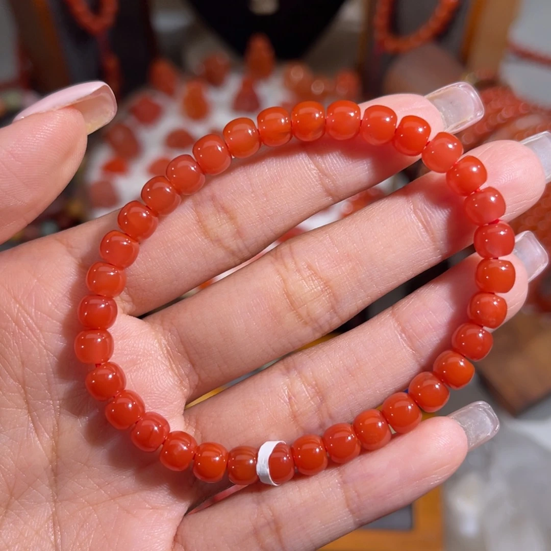 南红玛瑙老型手串 6mm未镶嵌