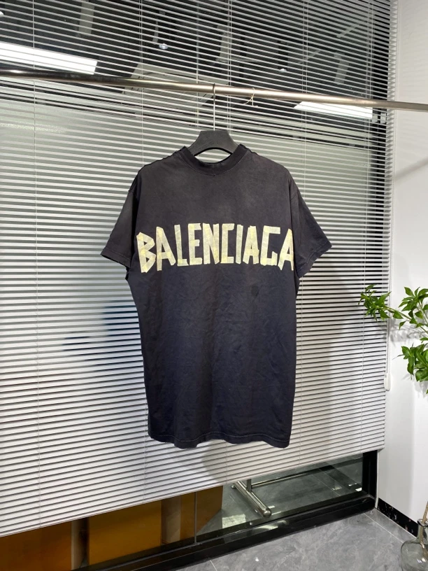 99新 Balenciaga/巴黎世家  短袖 胶带拼3B刺绣logo L码 ko1805