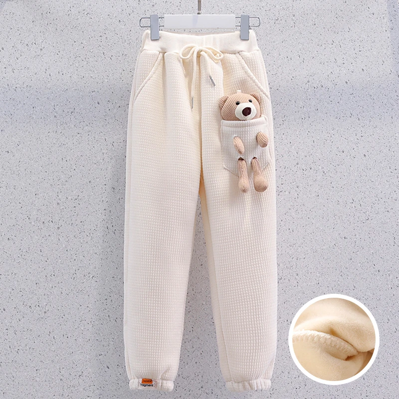 女童加绒裤子冬季一体绒卫裤儿童中大童洋气时髦外穿加厚休闲冬裤