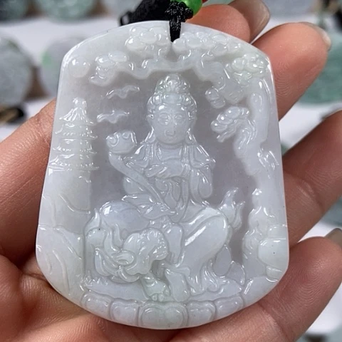 翡翠颈饰未镶嵌文殊菩萨福利