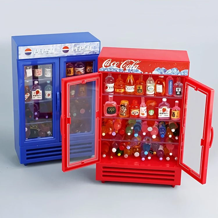 儿童仿真双开门大冰箱男女孩微缩迷你饮料酒瓶摆件厨房过家家玩具