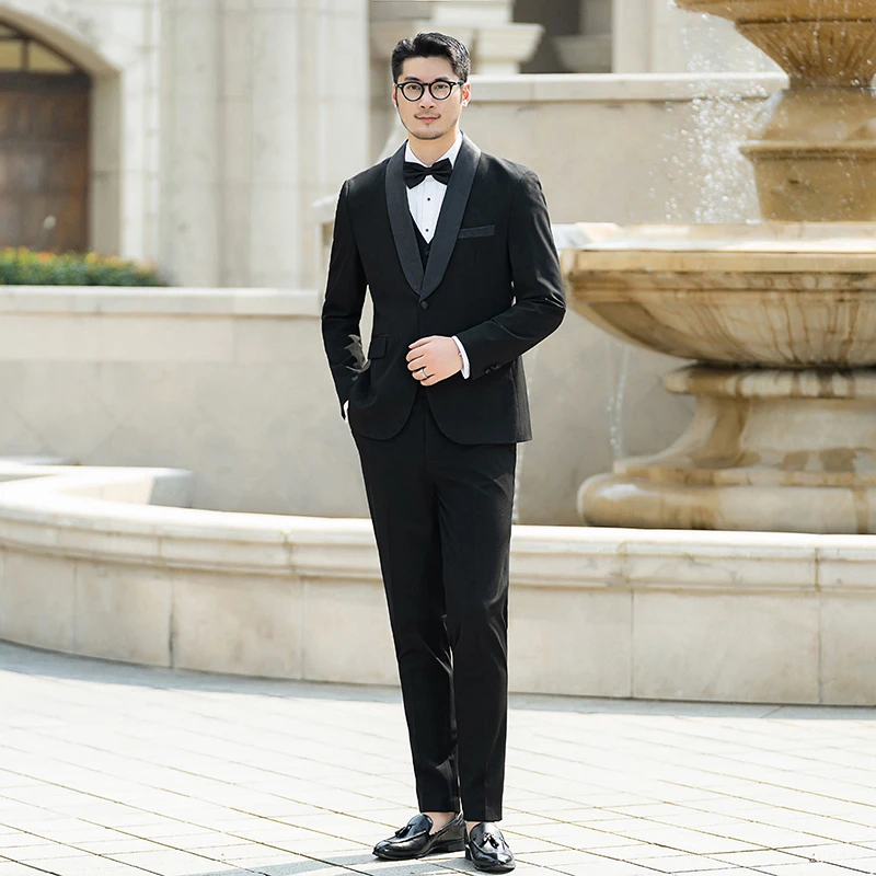 【启帆工作室】青果领西服套装男士高级敢拼色婚礼正装西装宴会外套