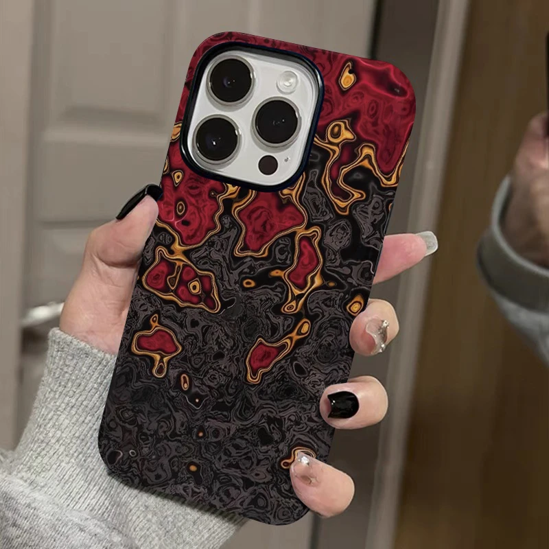 红色波纹苹果16手机壳iphone15promax小米14华为13适用12新款男潮