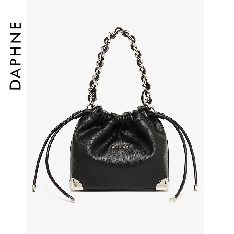 【达芙妮Daphne】抽绳单肩斜跨包褶皱包6124183076115/10185