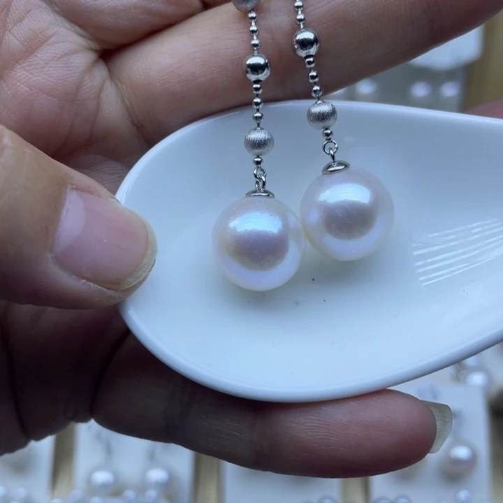 银S925镶嵌淡水珍珠耳饰