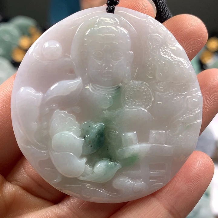 翡翠未镶嵌颈饰花开见佛佛观天下福利