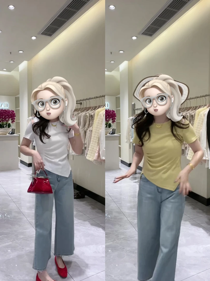 夏季褶皱收腰小众短袖露肩t恤针织衫显瘦上衣百搭圆领设计感