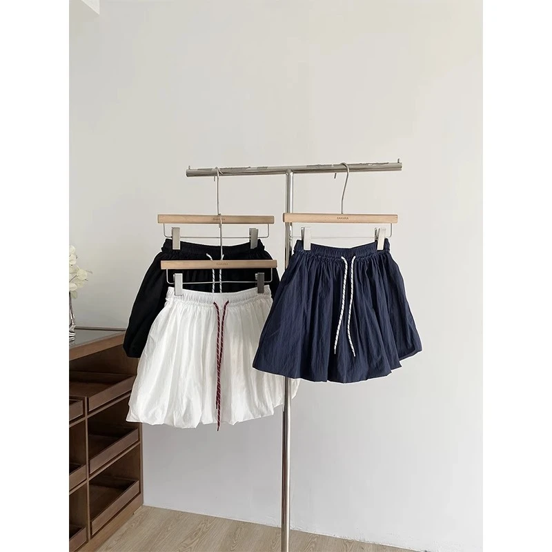 特大码300斤美式松紧腰抽绳设计感褶皱花苞裙夏季显瘦A字半身裙女