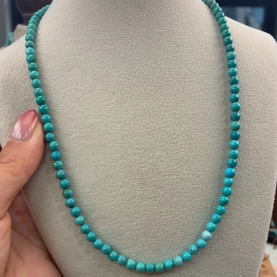 绿松石银S925镀金镶嵌颈饰