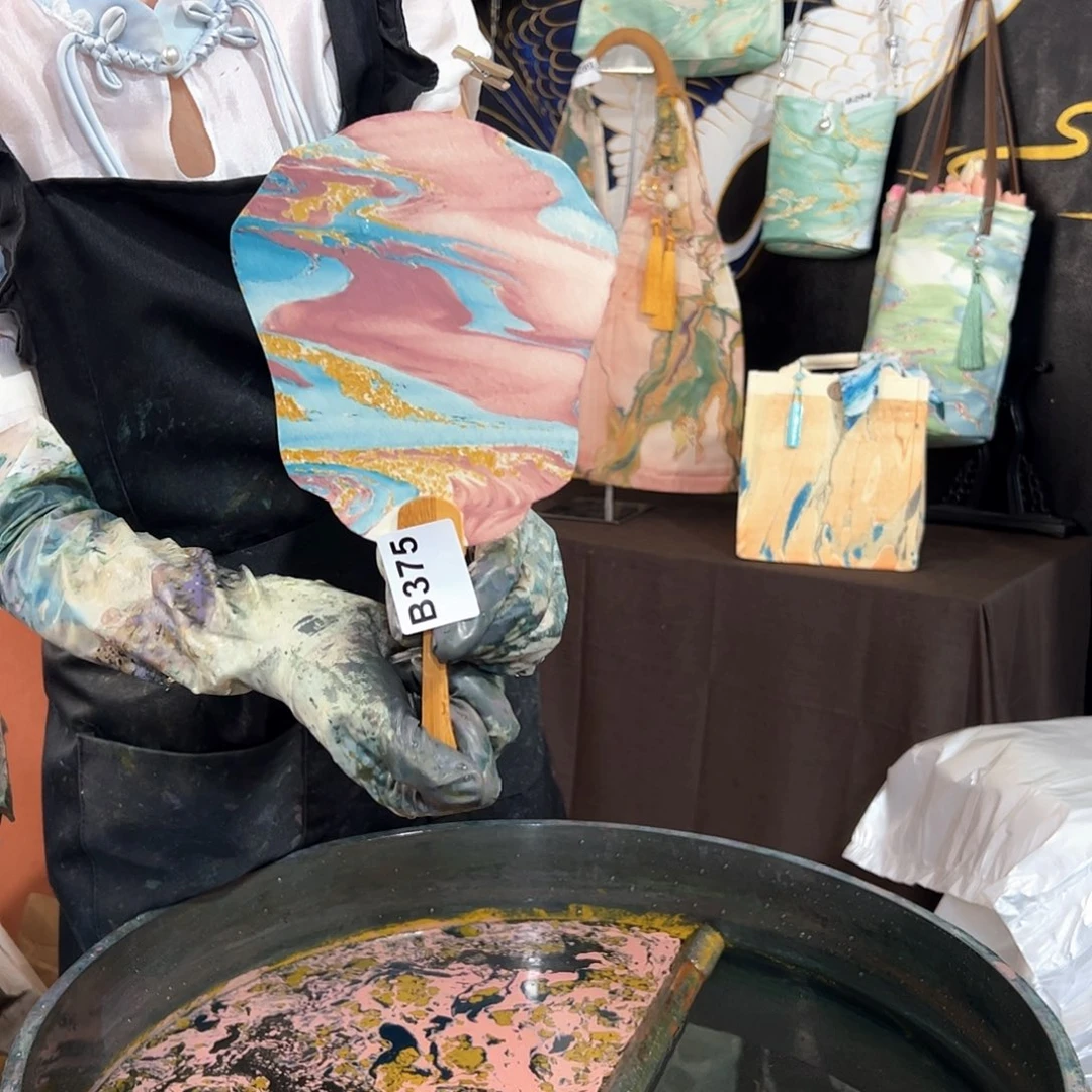375粉蓝金小扇子扇子
