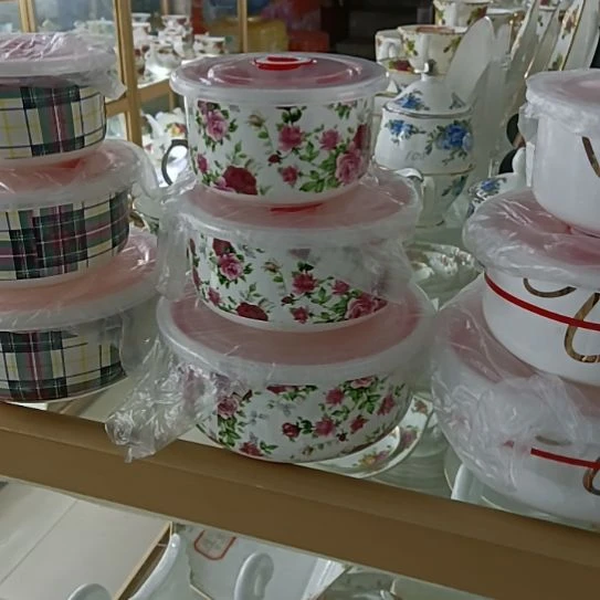 新疆西藏包邮千朵玫瑰骨质瓷三件套保鲜碗