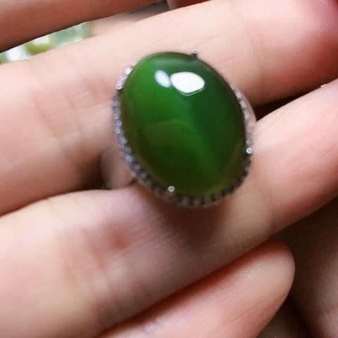 和田玉戒指银S925镶嵌