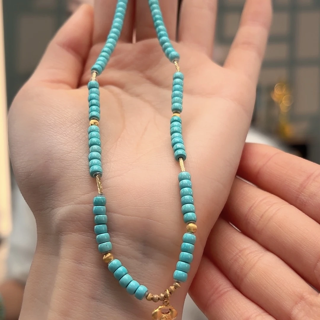 绿松石18K金镶嵌颈饰