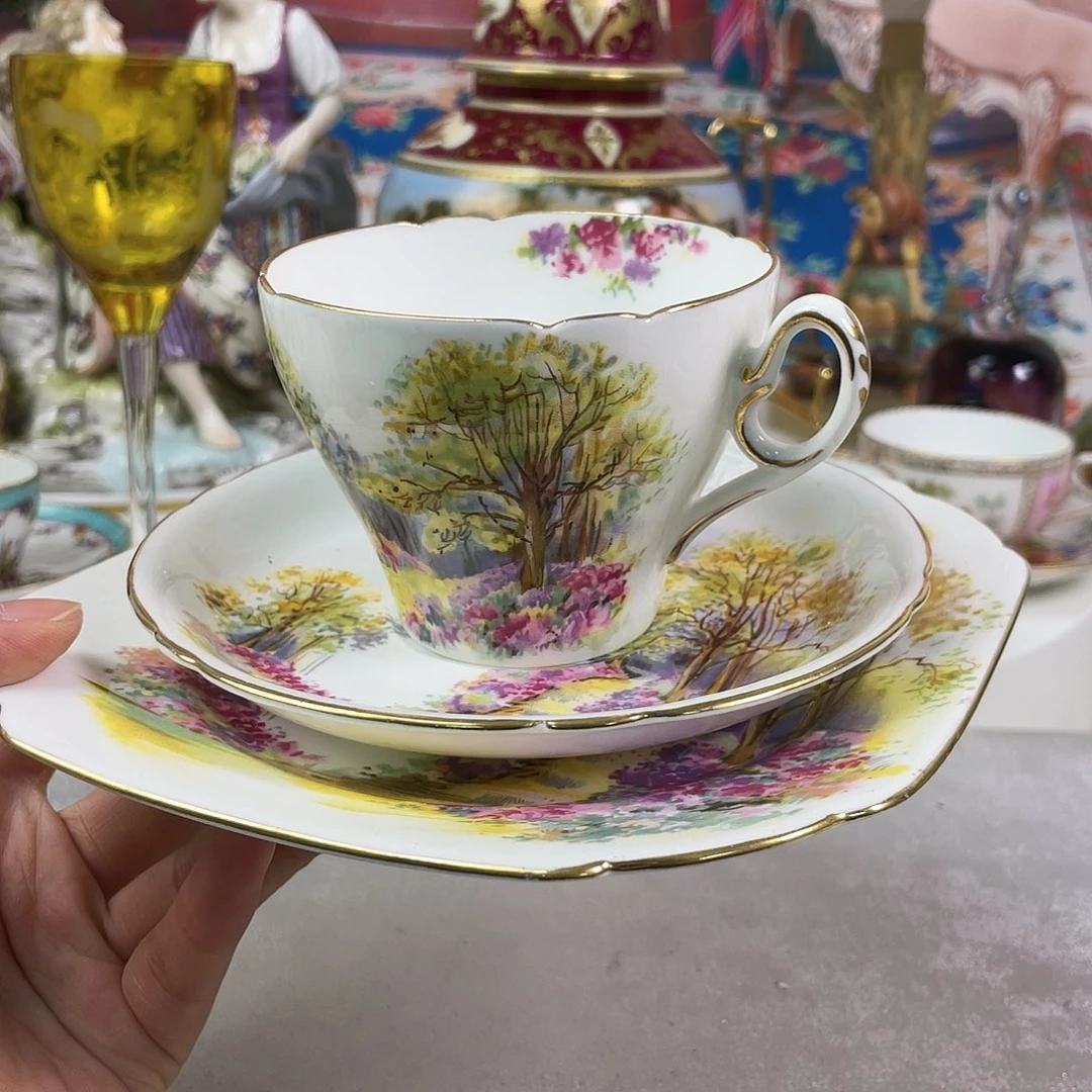 雪莱瓷器欧瓷咖啡杯水晶杯