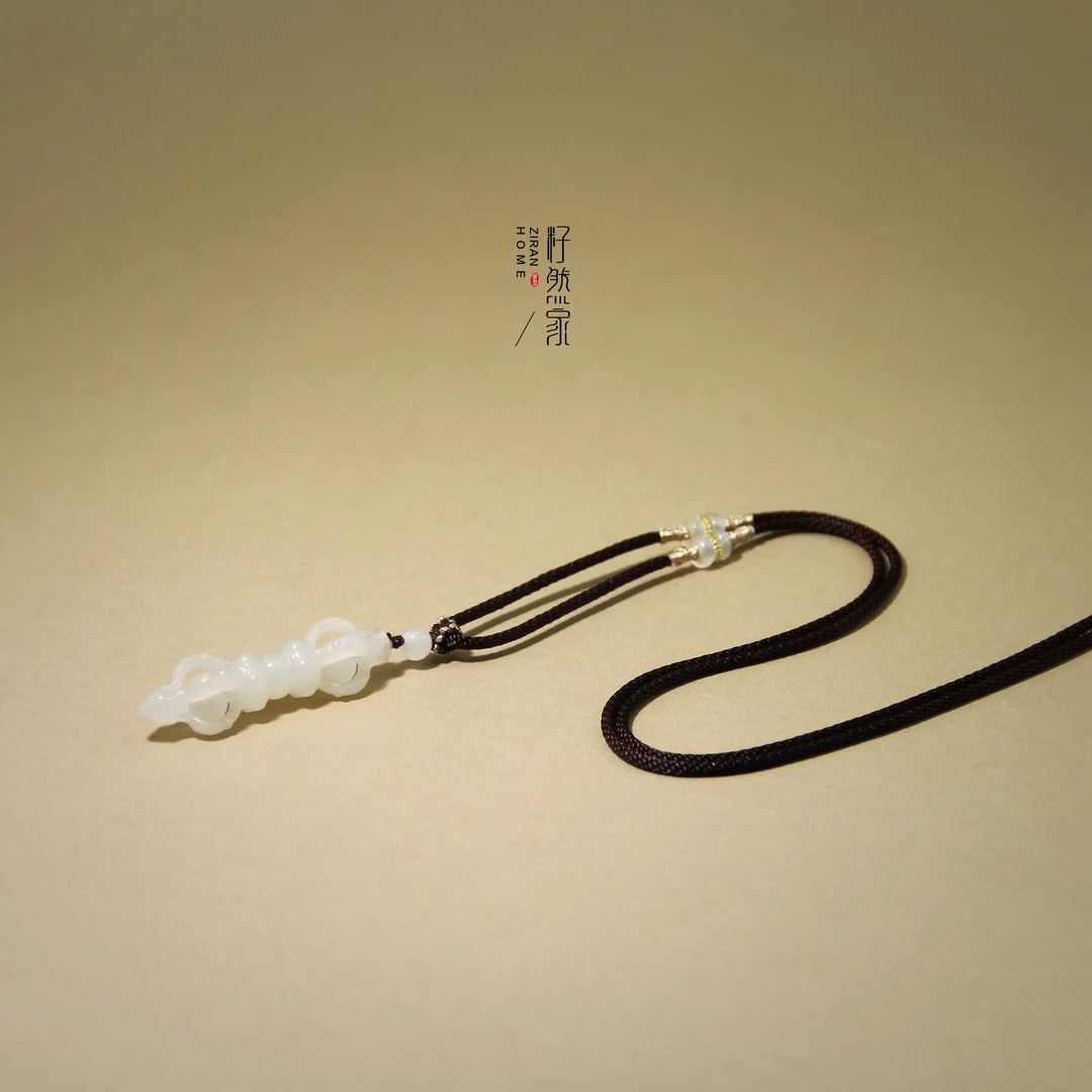 天然和田玉冰晴白金刚杵挂件精工手工雕刻古风挂饰