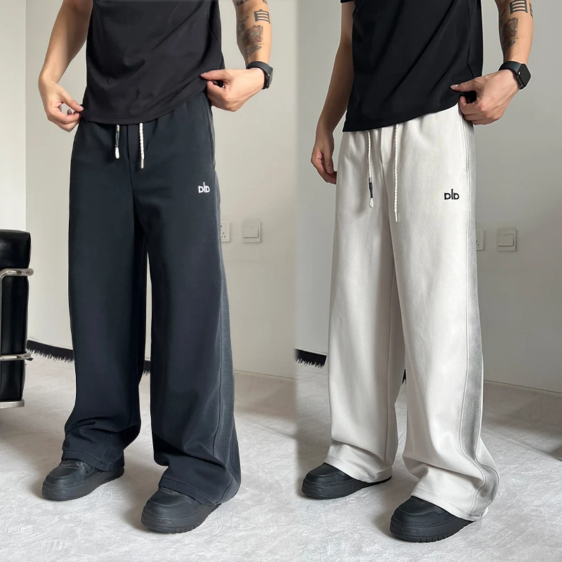 卫裤男秋季新款慵懒风直筒男裤青少年渐变色美式高街男生运动裤潮