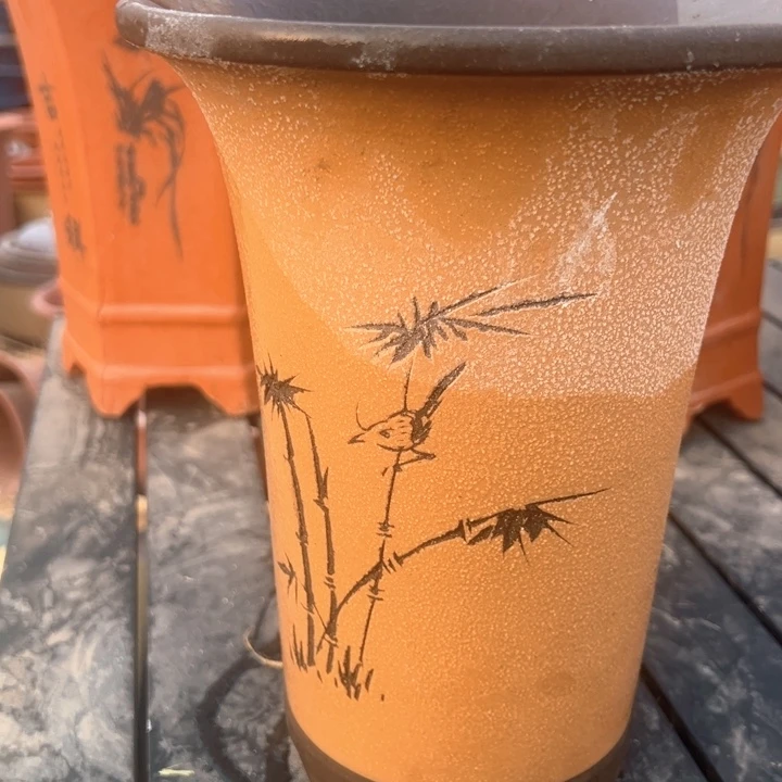 红陶紫砂兰花盆微瑕高23口18