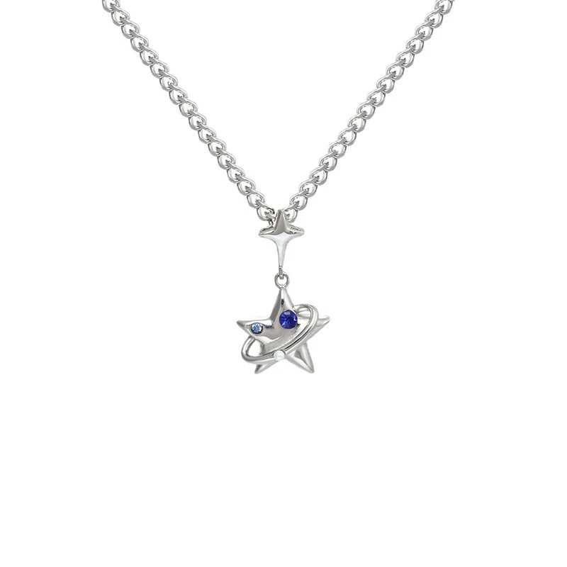 钛钢项链 原创设计中性镶钻五角星小众高级感古巴项链小众钛钢