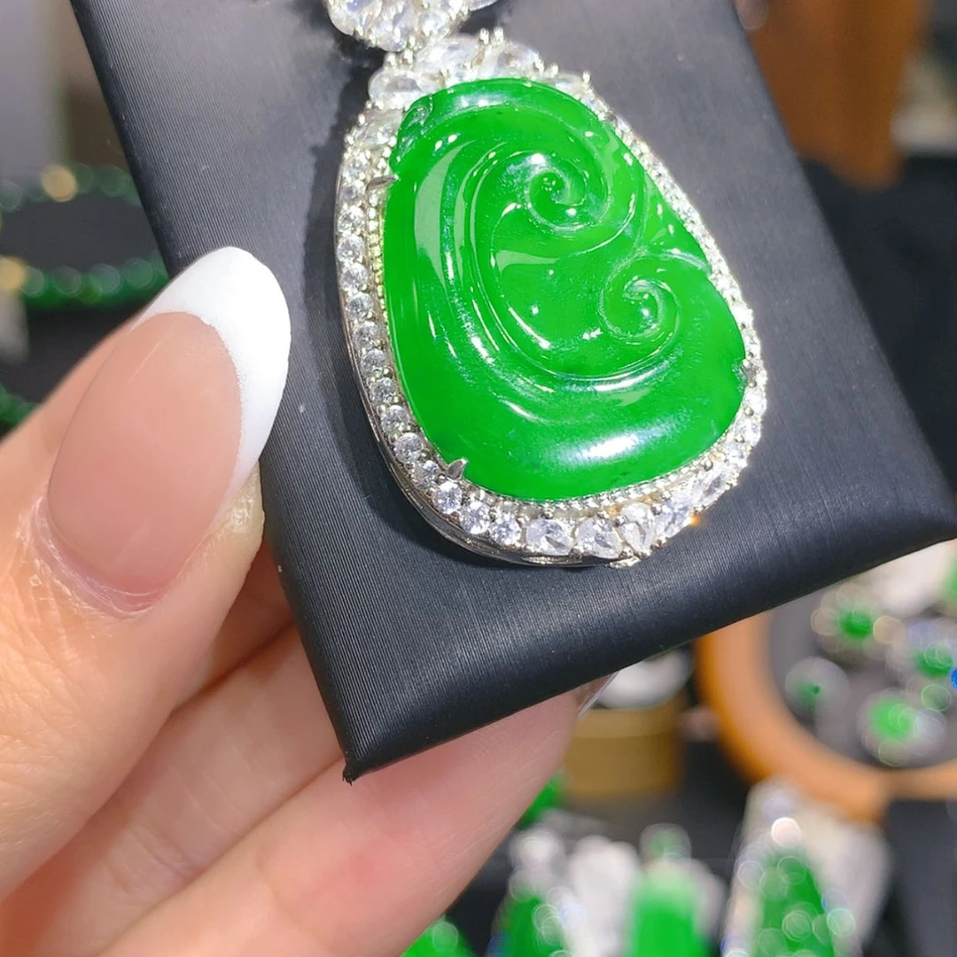 【闪购商品】翡翠银S925镶嵌颈饰5柒姐