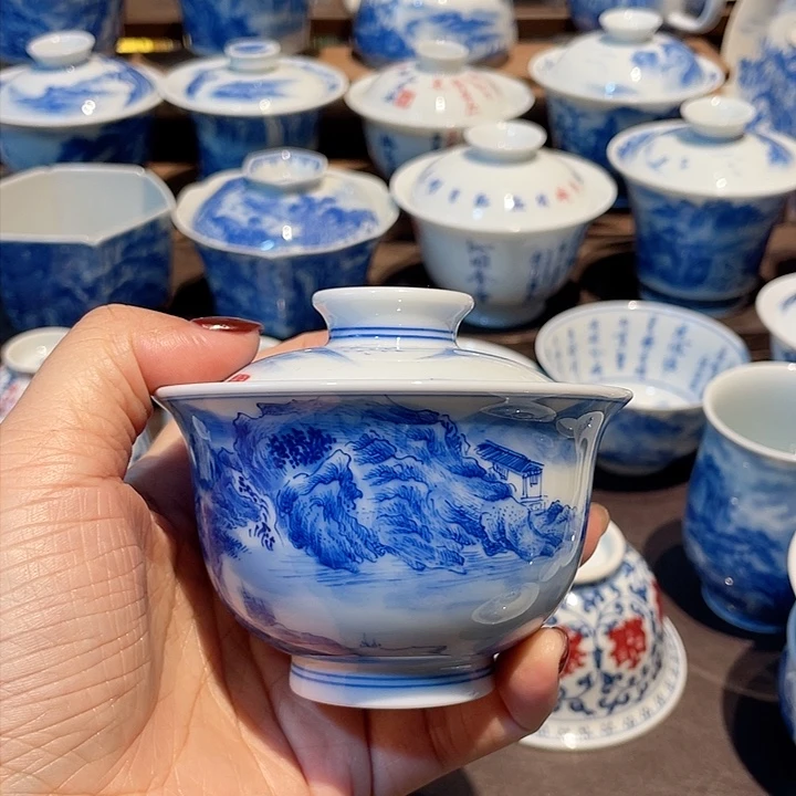 山水山水内绘盖碗盖碗