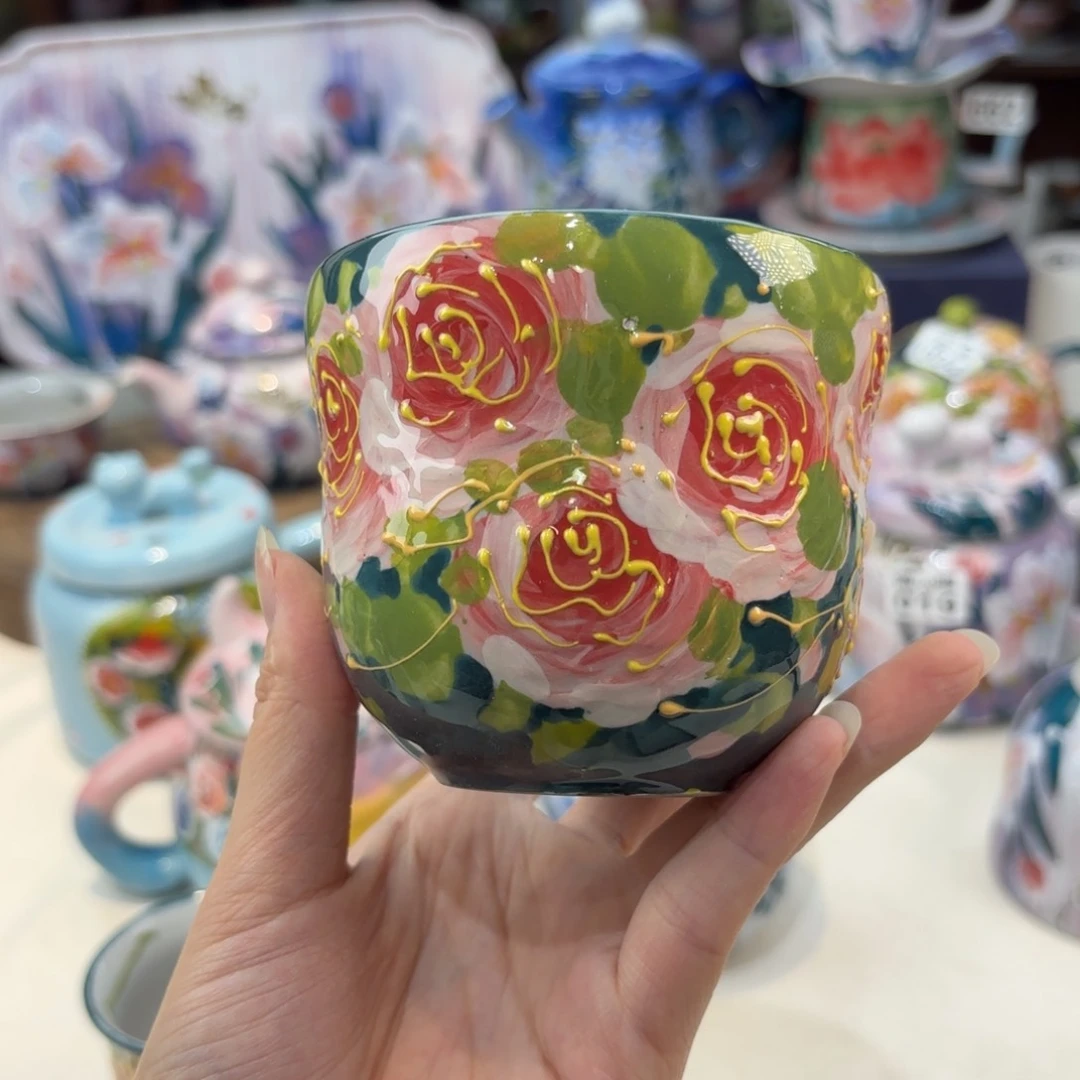 瓷片景德镇手绘高温釉下彩陶瓷茶具