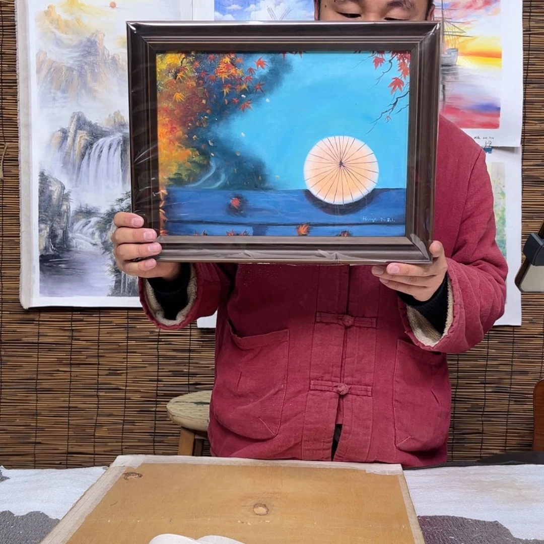油画行路人小院绘画作品竞拍