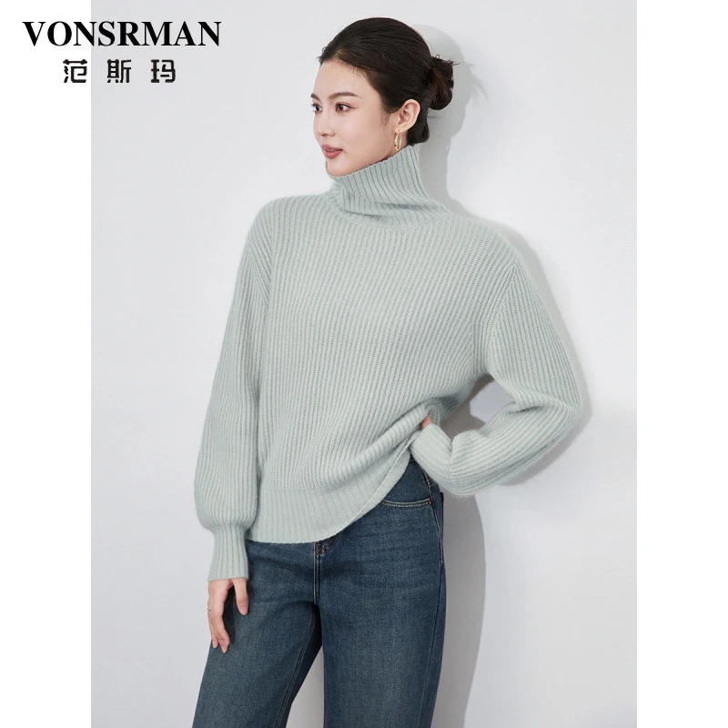 法式打底针织衫女2025秋冬新款慵懒风简约设计感长袖高领宽松套头