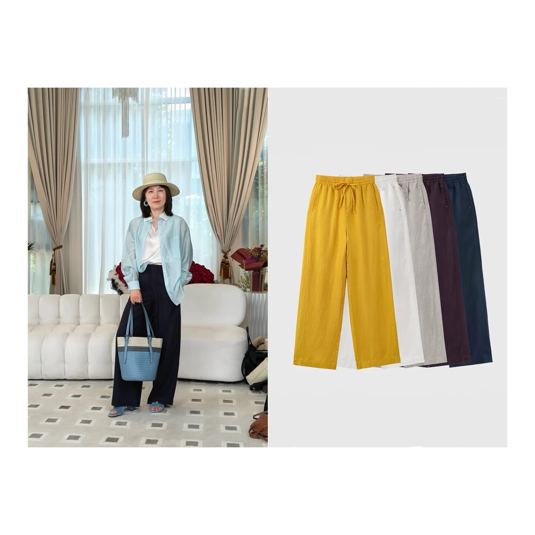 【大牛专属】天丝亚麻松紧抽绳阔腿裤夏日调色板