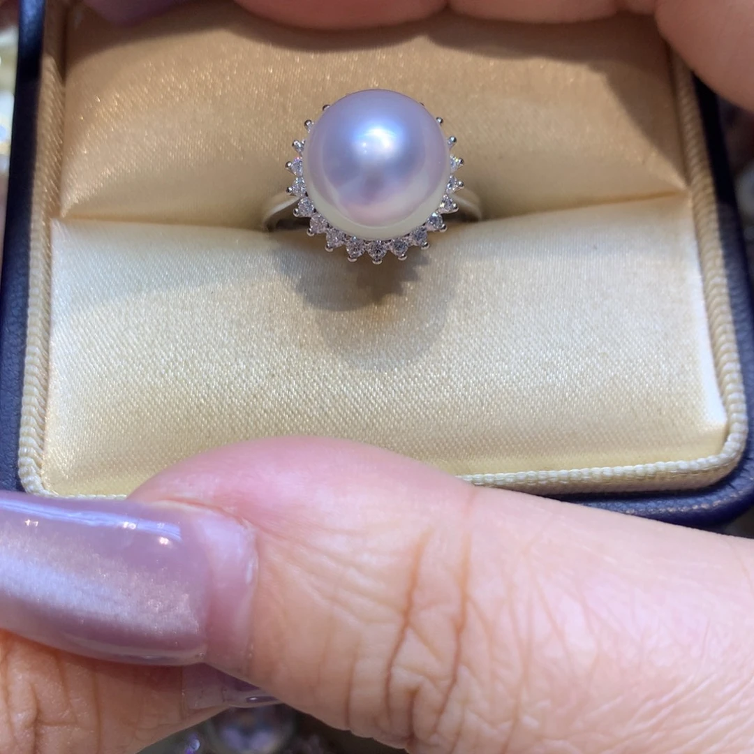银S925镶嵌戒指海水珍珠