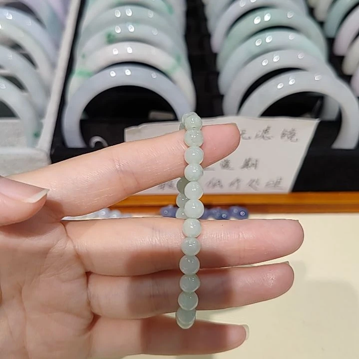 翡翠未镶嵌手链晴水绿手串