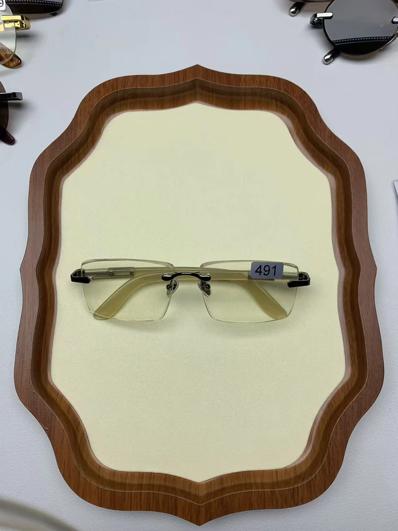 清凉养眼润目高清晰无框竹叶青水晶眼镜