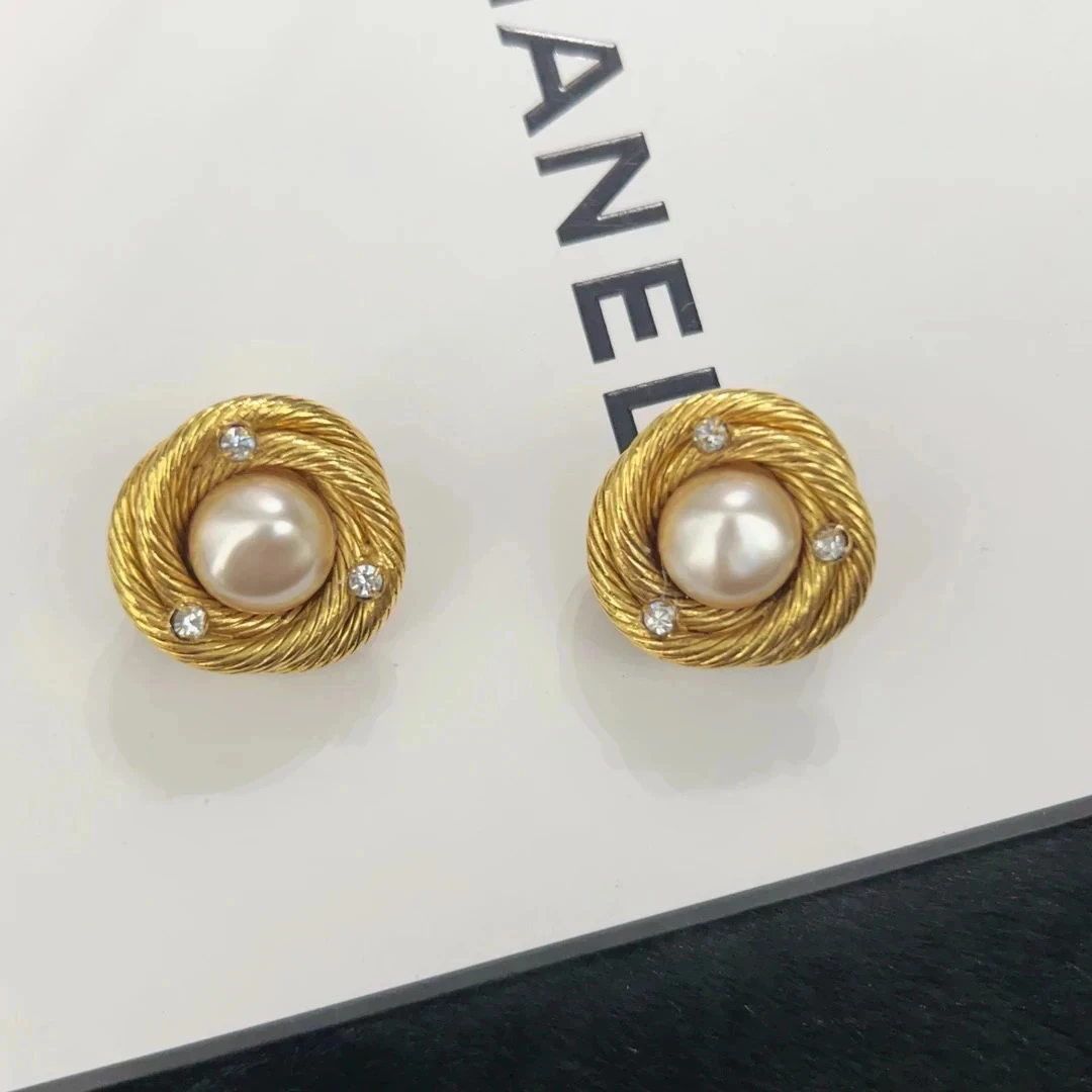 95新 Chanel/香奈儿 Chanel vintage香奈儿中古鸟窝珍珠耳夹