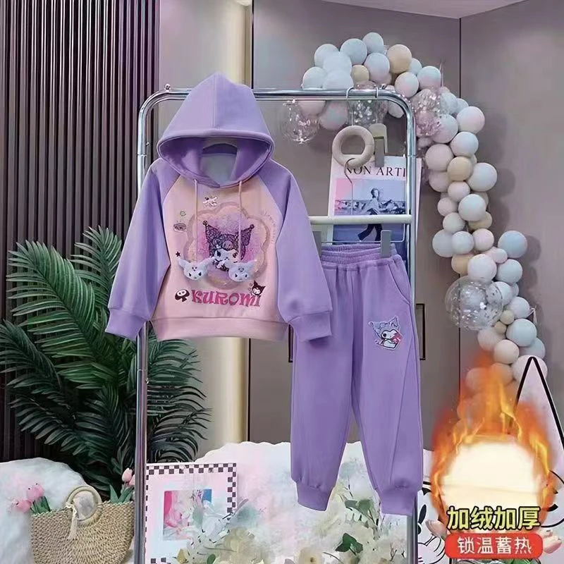 加绒卫衣套装秋冬网红新款女童洋气亮片变脸两件套