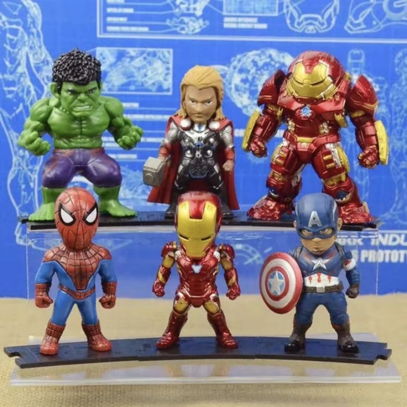 【地台哥】Q版复仇者联盟一套10cm漫威蜘蛛钢铁侠车载GK小手办摆件