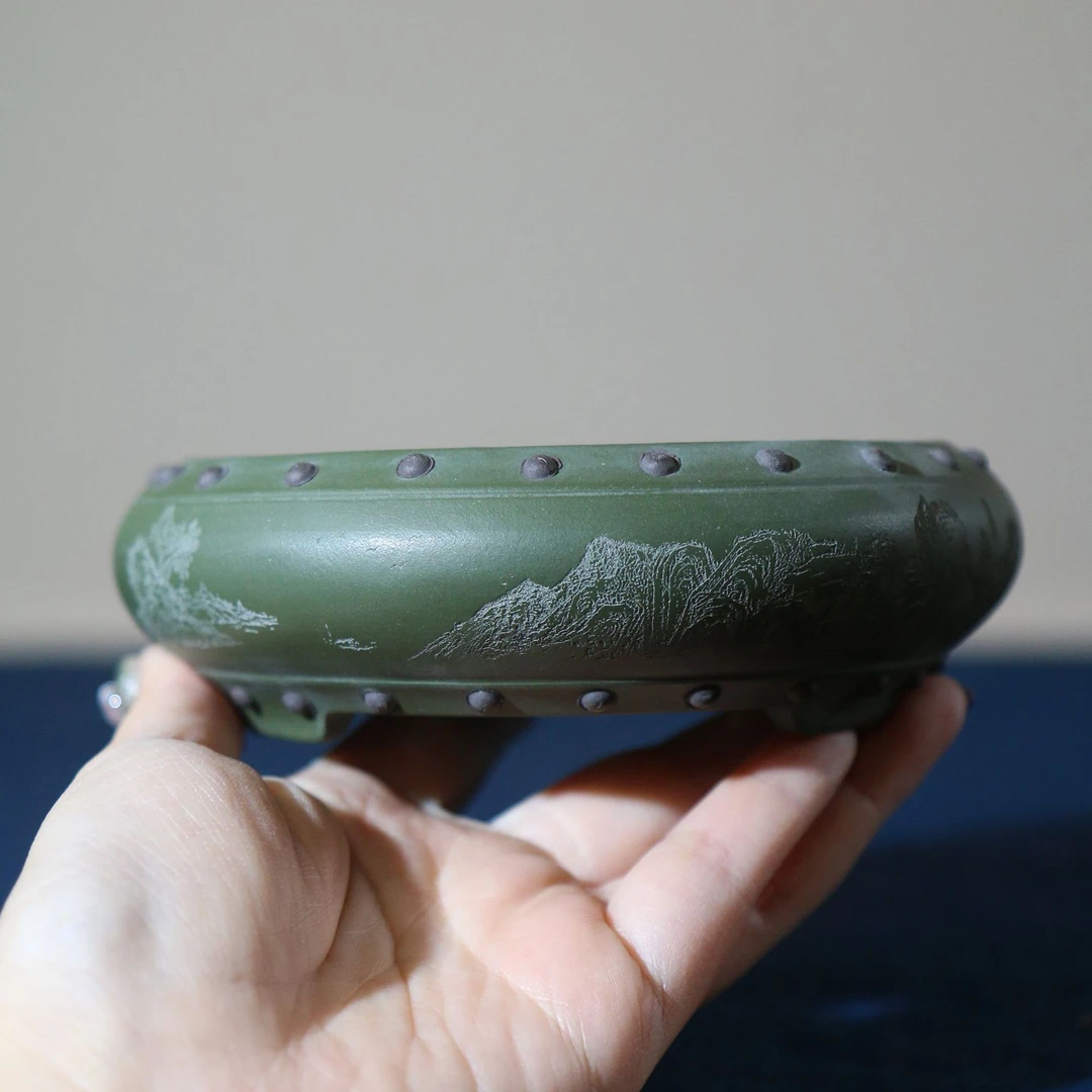 紫砂花盆鼓丁盆盆景盆手工花盆桌面盆栽鼓盆张可磊名家盆古典