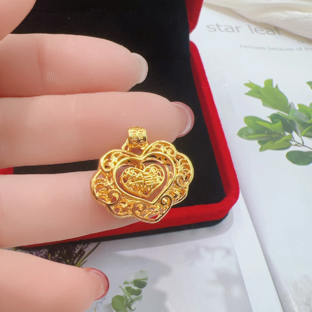 吊坠足银 足银990爱心灵动平安锁吊坠D097