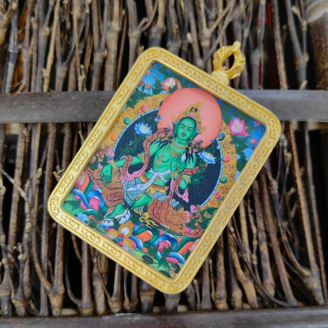 铜合金玻璃吊坠 唐卡项链饰品配饰生肖马男女同款彩色挂坠五彩